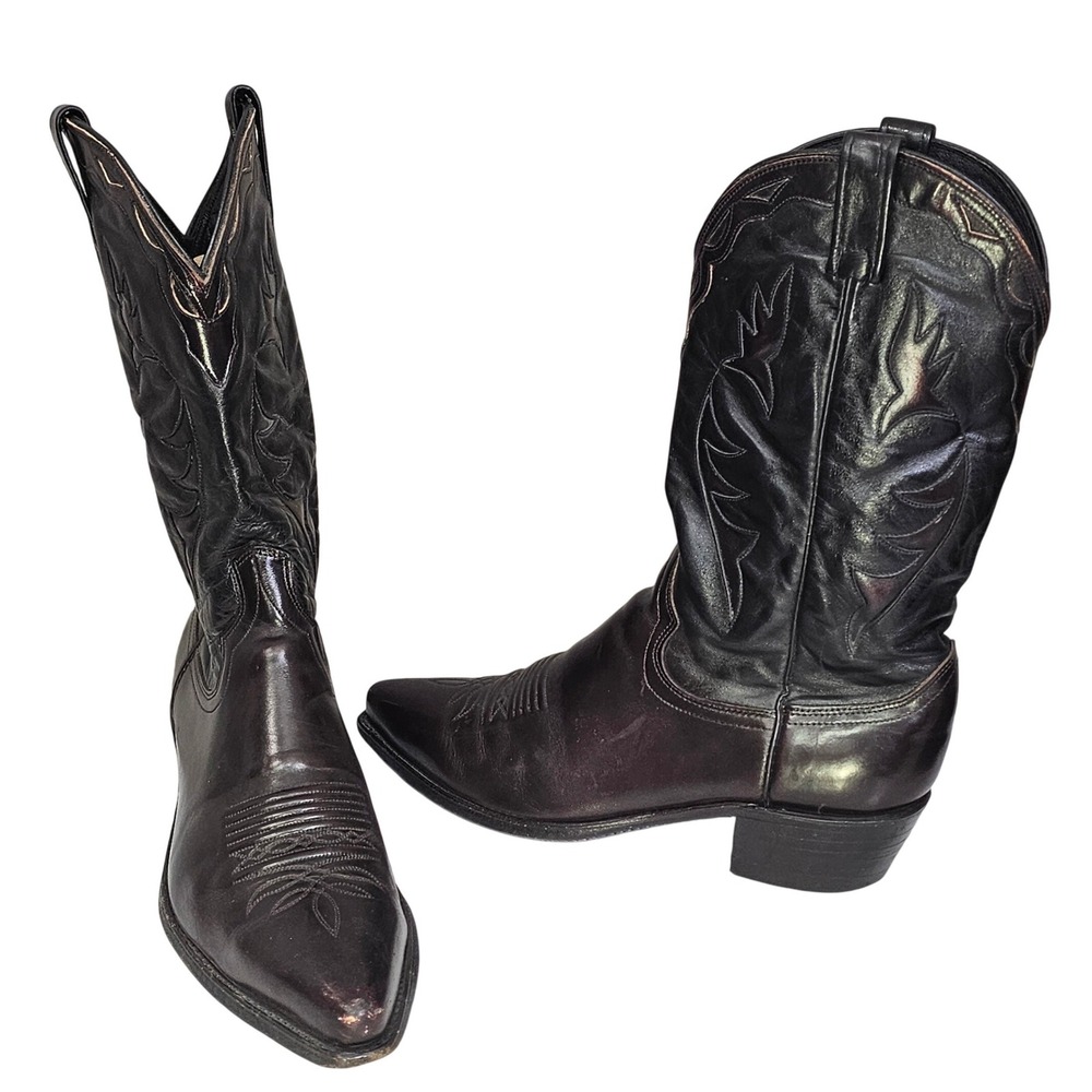 Dan Post 332005 Black Cherry Leather Cowboy Boots USA Men's Size 10.5 D